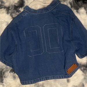 Blue Denim Cropped Jacket